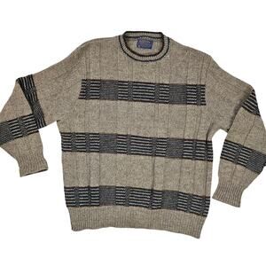 VTG Y2K men's Pendleton gray wool sweater pullover striped preppy classic L